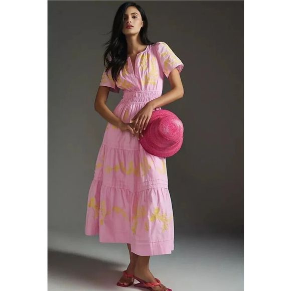 Anthropologie Dresses & Skirts - Anthropologie The Somerset Pink Maxi Dress: Embroidered Edition Size  2XL B-2